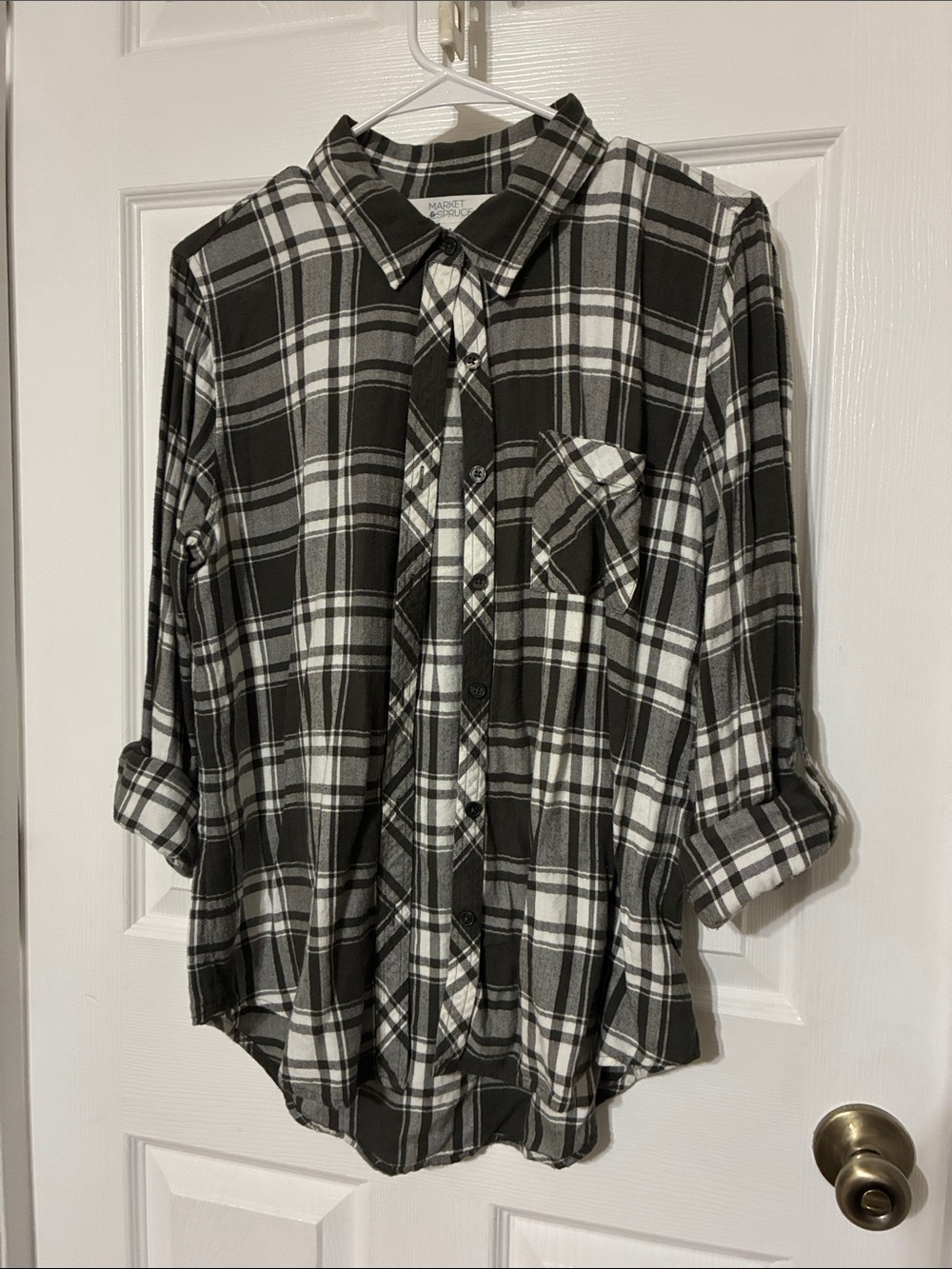 Market & Spruce green and White Plaid Button-Down Shirt